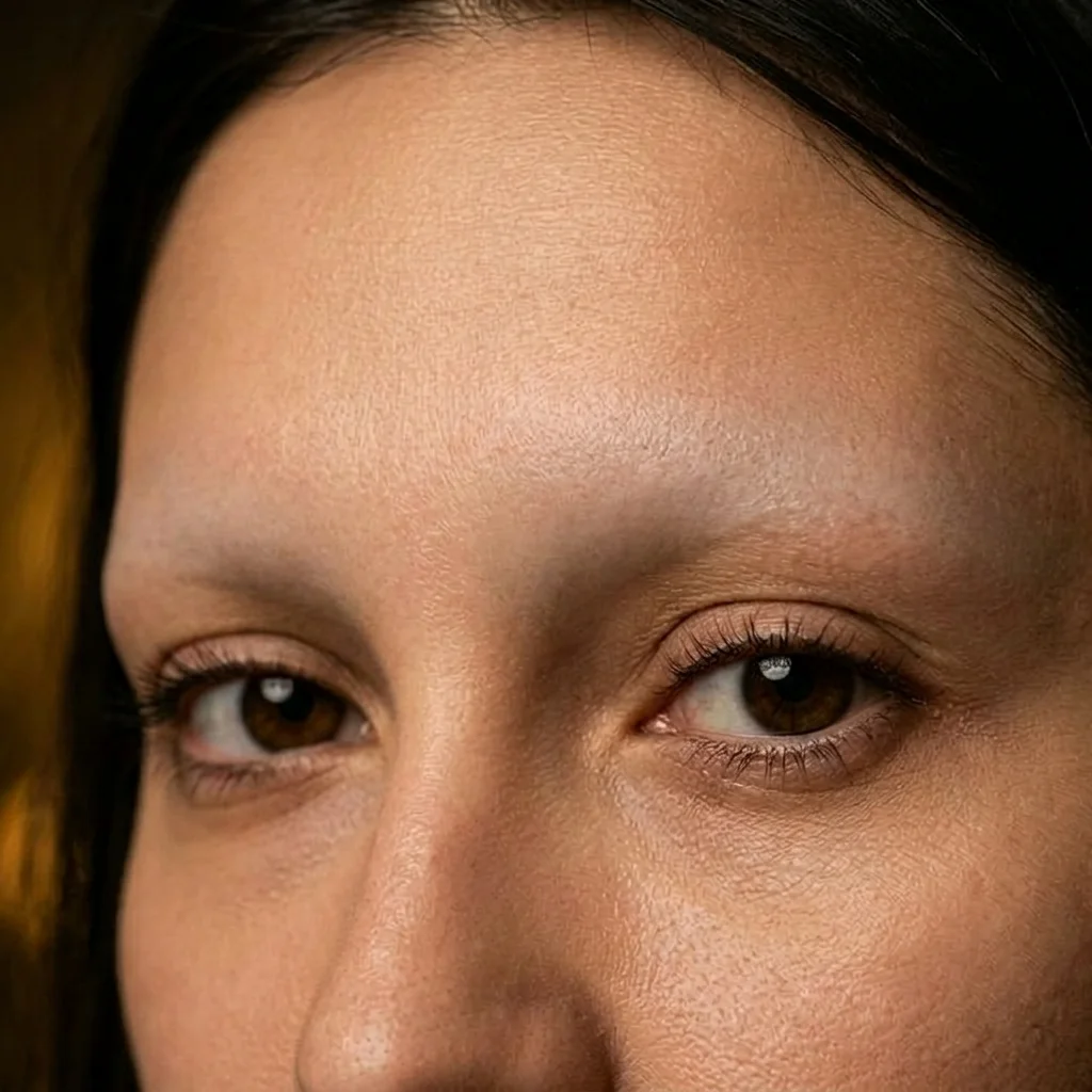 Brwi przed zabiegiem – całkowity brak