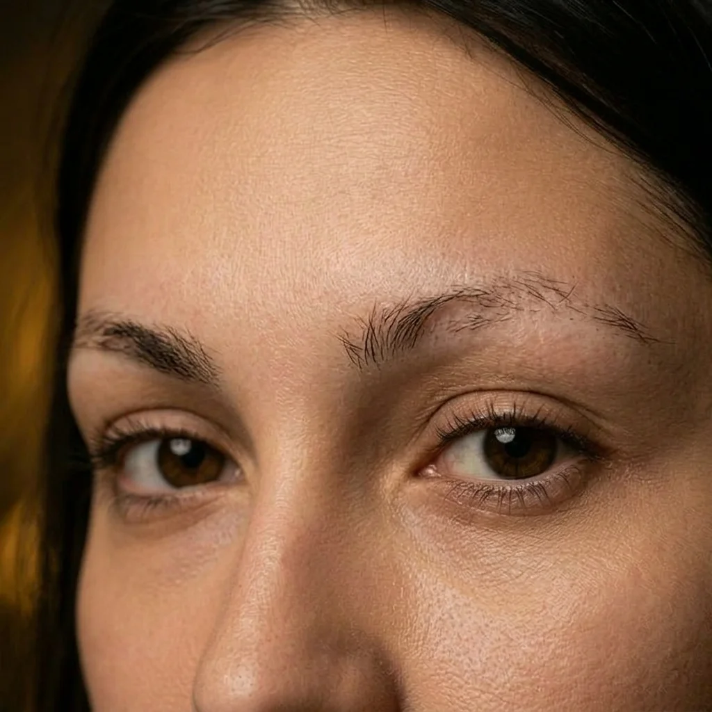 Uszkodzone brwi przed zabiegiem